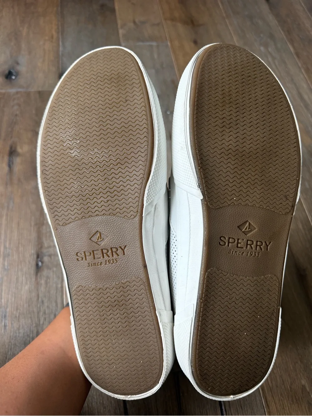 Sperry White Leather Soletide Lace Up Boat Shoes Men Size 9M
